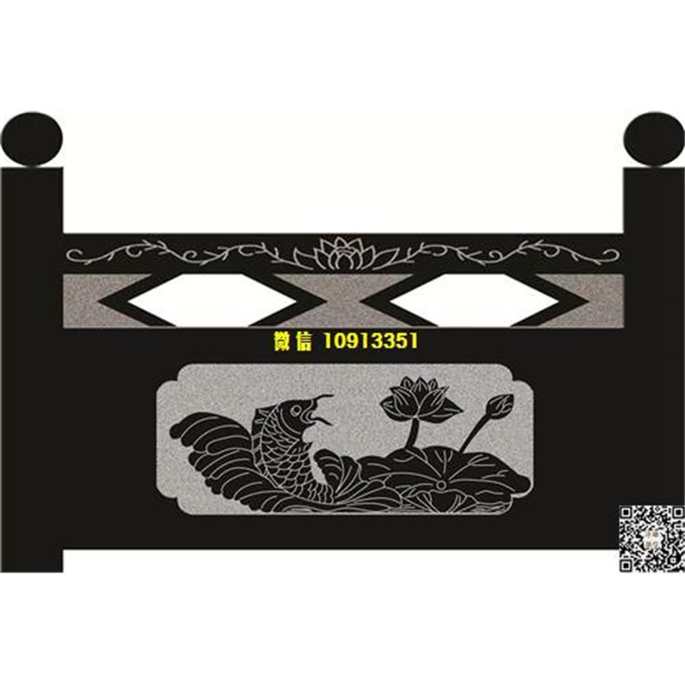 精雕图34荷花鱼栏板精雕图线雕图线条图单线铣底图_电脑雕刻plt文泰矢量图精雕图浮雕图